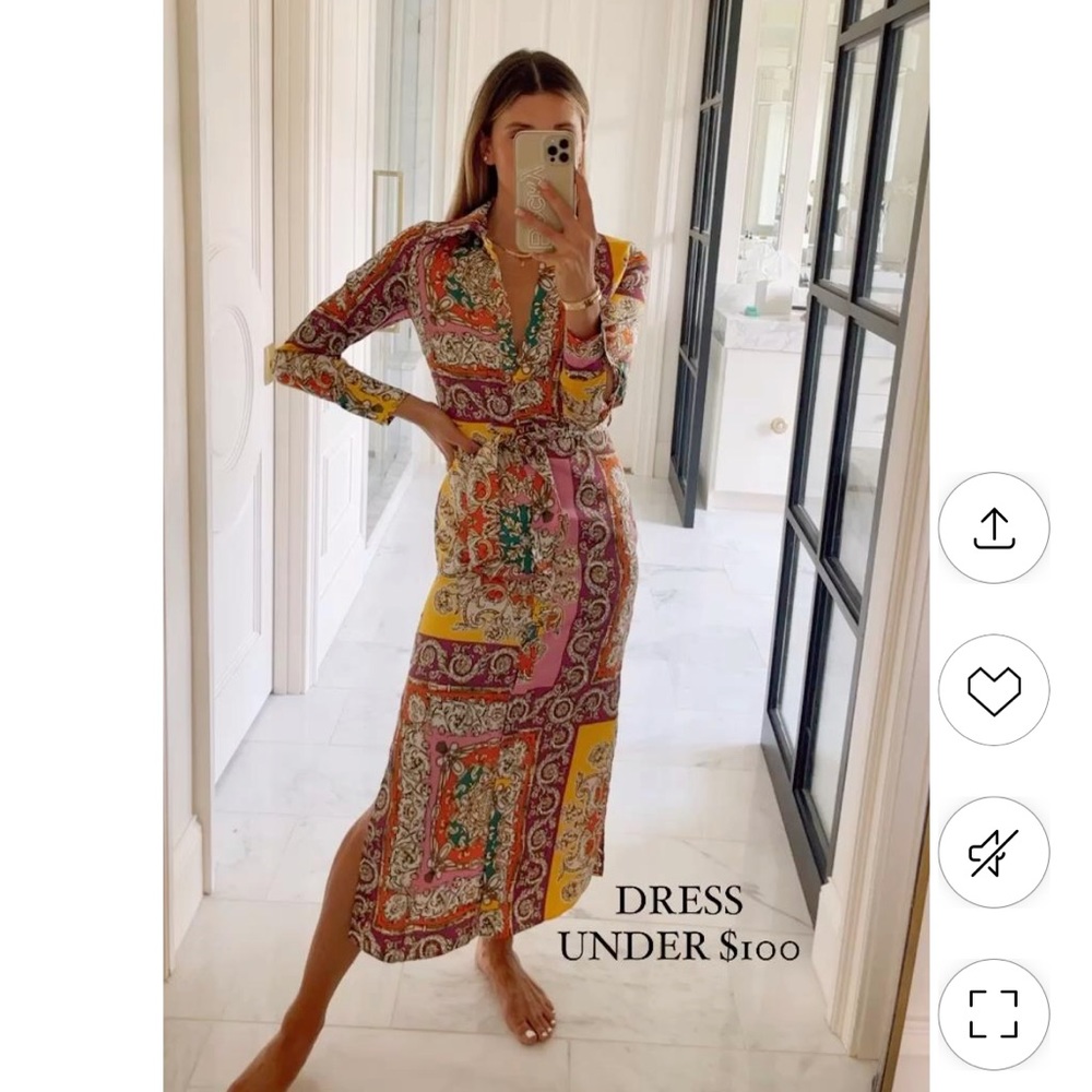 Mango Baroque belted dress